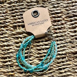 American Eagle Outfitters Green & Silver Beaded Bracelets NWT